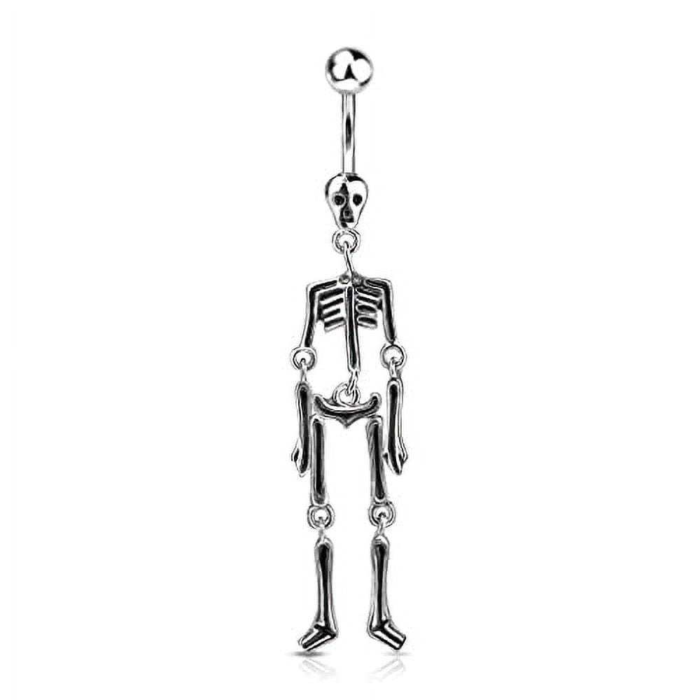 Body Accentz Belly Button Ring Skeleton Dangle Navel Rings - Walmart.com