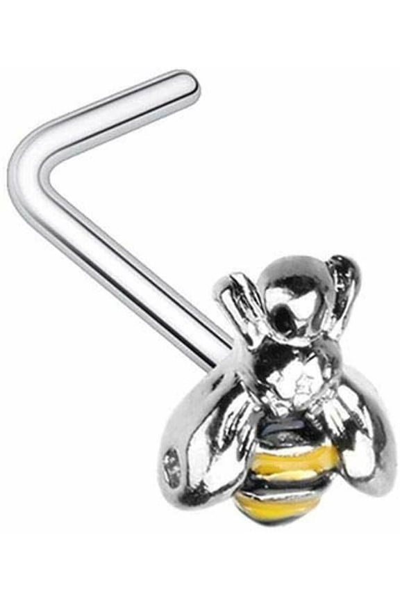Bumble Bee L-Shape Nose Ring 20g
