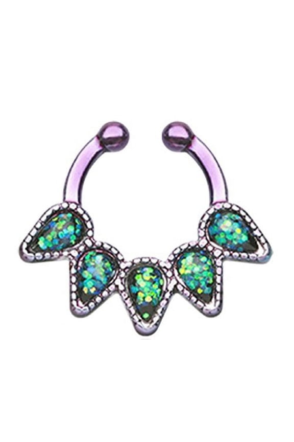 Colorline Opal Quinary Spear Fake Septum Clip-On Nose Ring