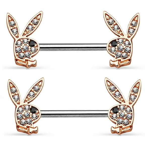 Body Accentz Crystal Paved Playboy Bunny Ends 316L Surgical Steel sold as pair