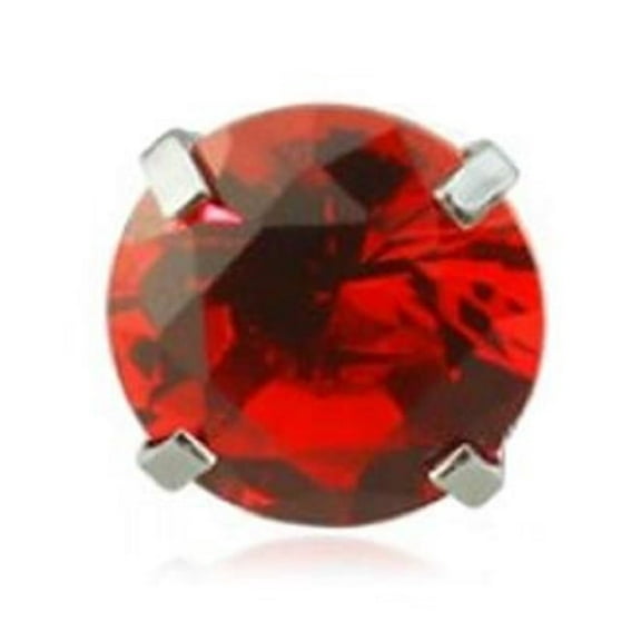 Body Accentz Dermal Top Anchor 316L Surgical Steel Internally Threaded Prong Set Round Gem 5mm RED