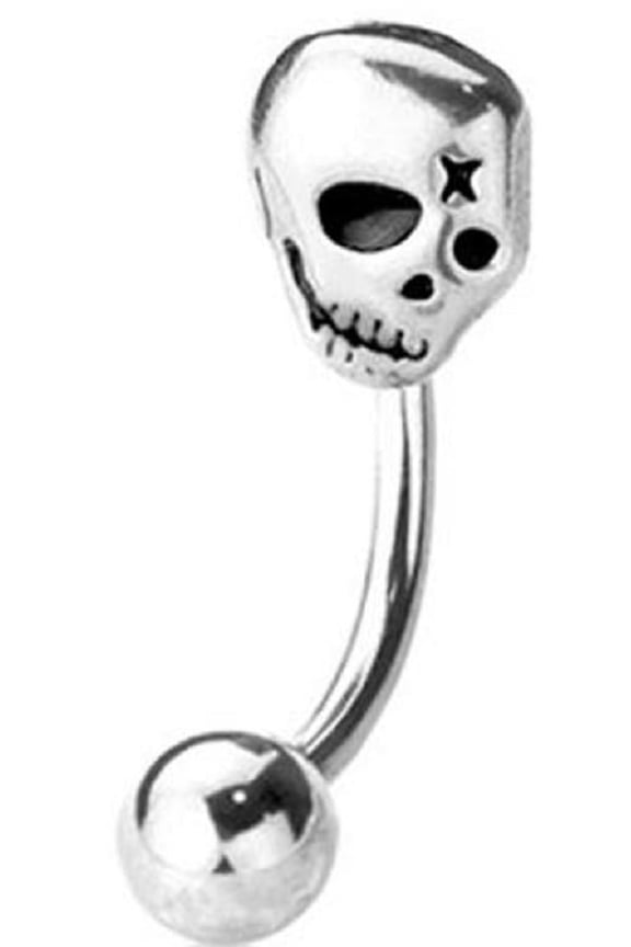 Eyebrow Ring X skull head Curved bar