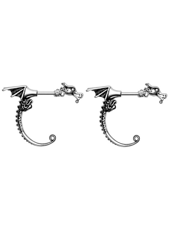 Flying Dragon Wing Ear Taper, 316L Stainless Steel, Gothic Design 2pcs
