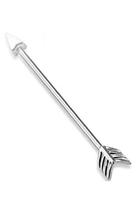 Industrial Bar 316L Surgical Steel Arrow Industrial Barbell 14 Gauge 1 1/2" Silvertone