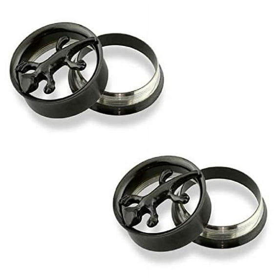 Body Accentz Internally Threaded Gecko Lizard 316L Surgical Steel Screw Fit Tunnel Plug (00 Gauge 10mm)