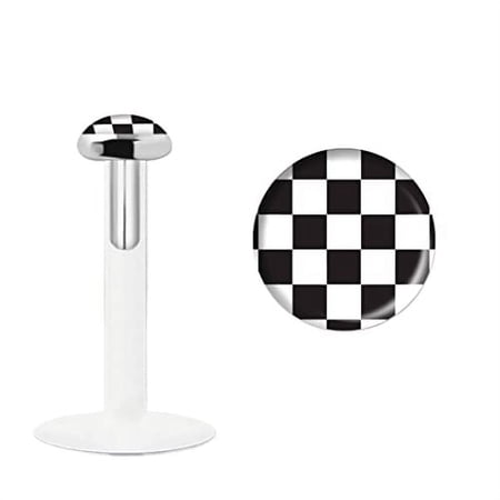 Body Accentz Labret 316L Stainless Steel Checkered Flag Cartilage Earring Tragus