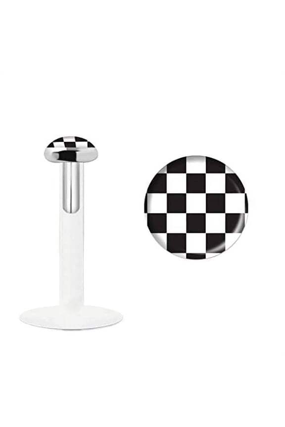 Labret 316L Stainless Steel Checkered Flag Cartilage Earring Tragus