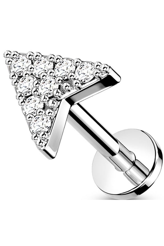 Labret Chevron Arrow Top on Internally Threaded Cartilage, Barbell Studs