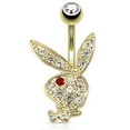 thumbnail image 1 of Body Accentz Multi Paved Gems on Playboy Bunny 316L Surgical Steel Navel Belly Button Ring, 1 of 2