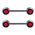 thumbnail image 1 of Body Accentz Nipple Ring Bars Star Body Jewelry Pair 14 Gauge Red, 1 of 1