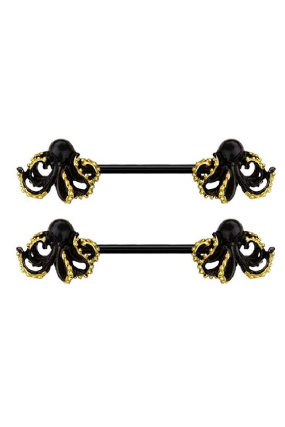 Nipple Ring Devil Kraken Sea Monster Barbell Sold as a pair