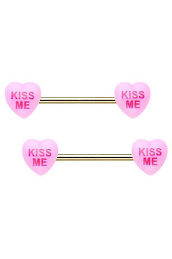 Nipple Ring Lick Me Ice Cream Cone or Crystal Lick Me Shield Kiss me- Surgical Steel - Barbell Piercing Kiss Me