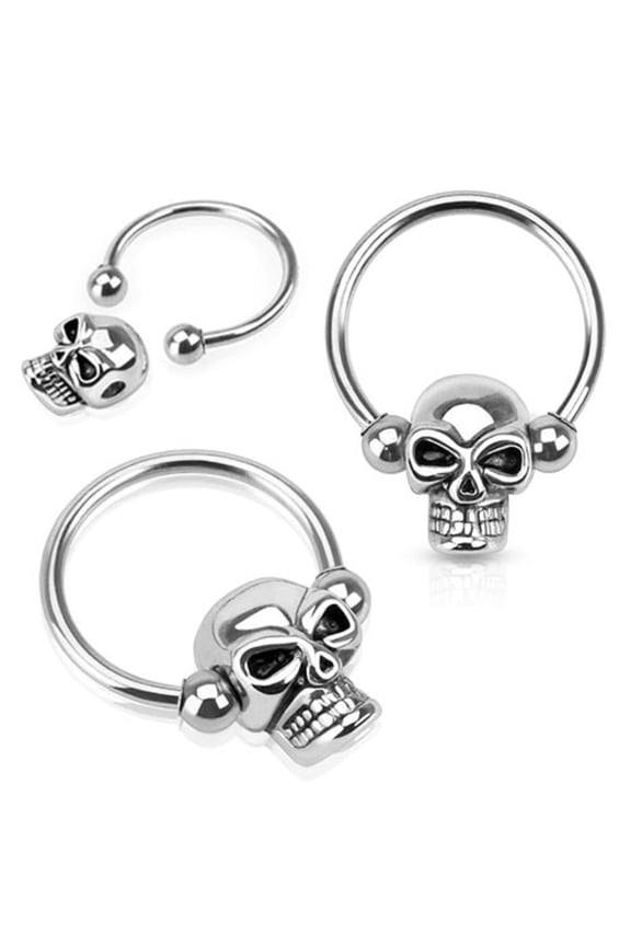Nipple Ring Skull Bead 316l Surgical Steel Captive Bead Ring Pair [Jewelry]