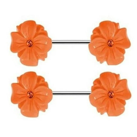 Body Accentz Nipple Shield Rings Barbell Barbells Sold as a Pair 14 Gauge Bloomi