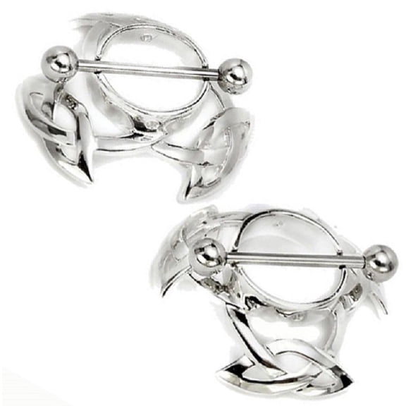 Body Accentz Nipple Shield Rings barbell barbells sold as a pair 14 gauge Celtic Knot