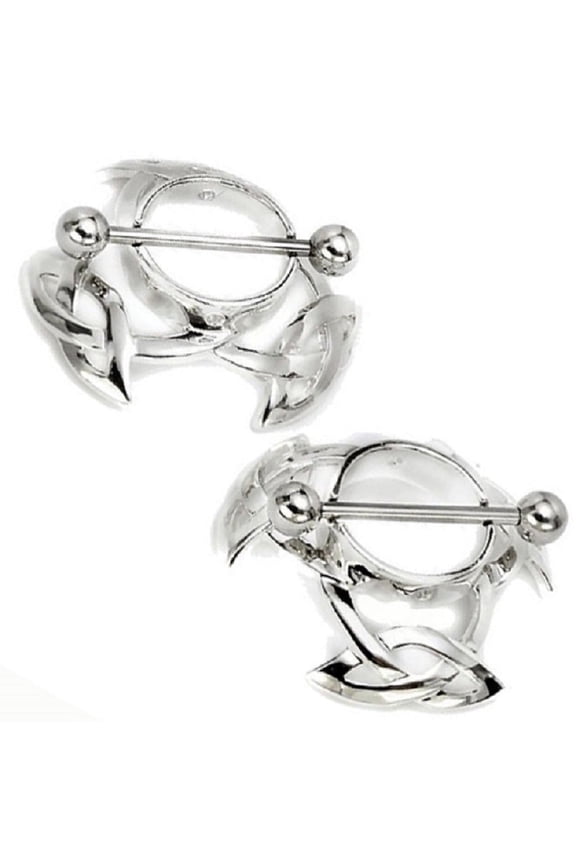 Nipple Shield Rings barbell barbells sold as a pair 14 gauge Celtic Knot