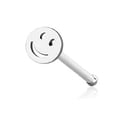 thumbnail image 1 of Body Accentz Nose Bone Stud Flat Smiley Face 316L Surgical Steel bar 20g, 1 of 1