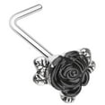 thumbnail image 1 of Body Accentz Nose Ring Gothic Black Rose L-Shape Stud 316L surgical steel, 1 of 1