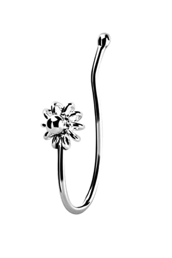 Nose Ring Nose Clip with a Sun Shape Stud Sterling Silver