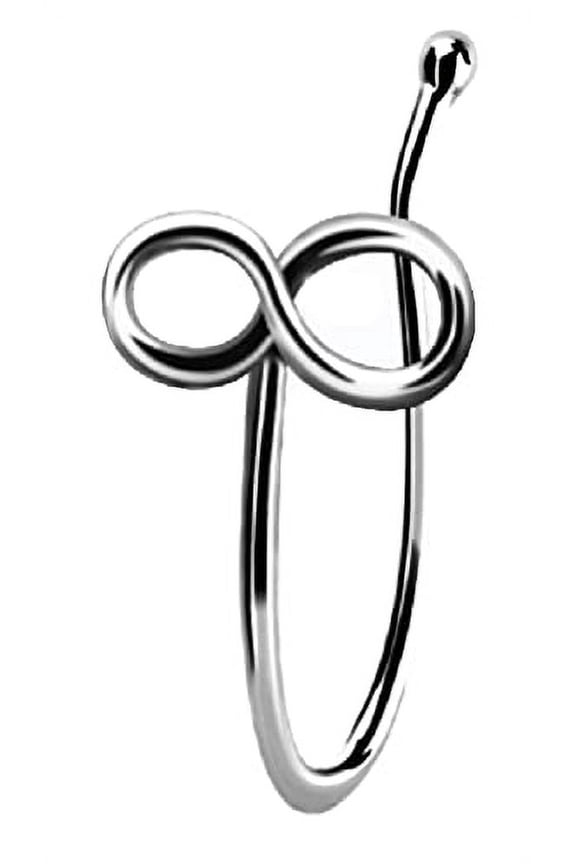Nose Ring Nose Clip with a with an Infinity Symbol Stud Sterling Silver