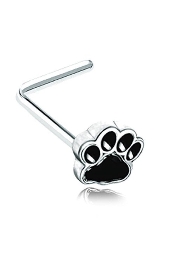 Nose Ring Pawprint Paw Stud 20g (Silvertone L Bend)