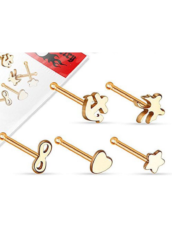 Nose Ring Stud 20g 5 Pieces Anchor Infinity Butterfly Star Heart