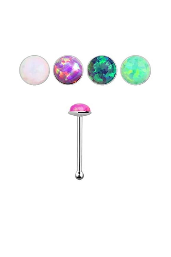 Nose Ring Stud 2mm Round Synthetic Opal Stone lot of 4 Bones
