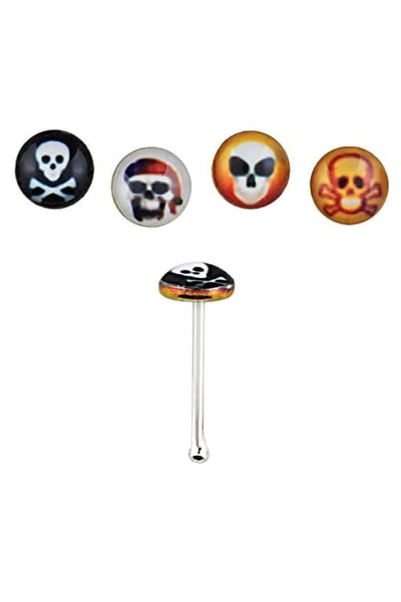 Nose Ring Stud Assorted Skulls Ring top 316L lot of 4