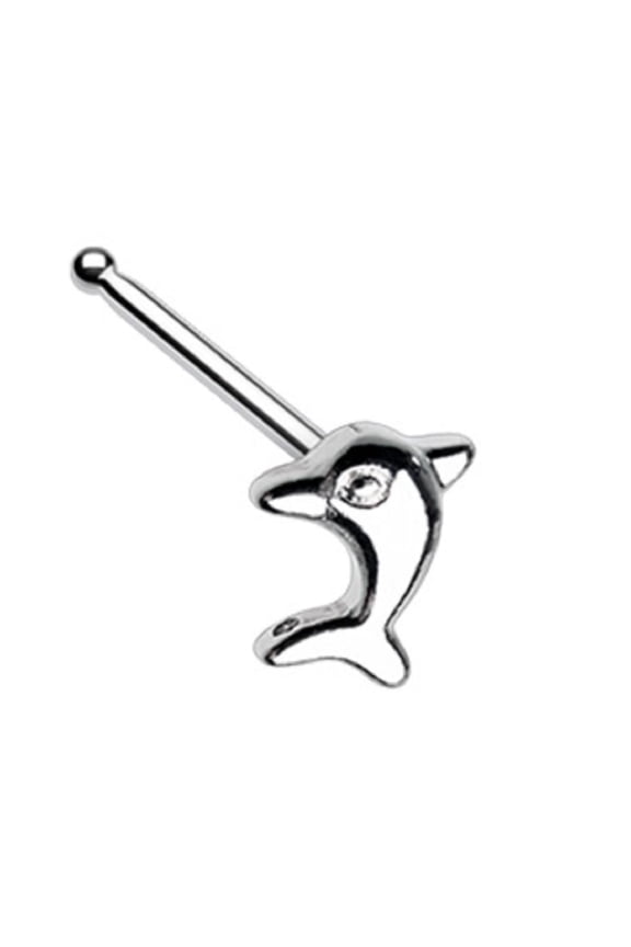 Nose Ring Stud Dolphin 316L Surgical Steel 20g 1/4''