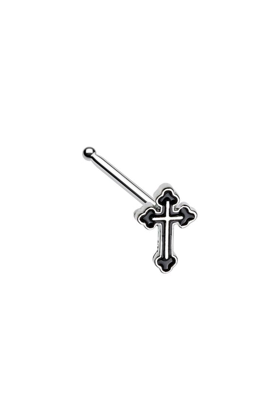 Nose Stud Ring Black Gothic Cross