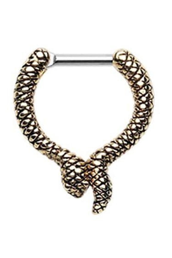 Septum Golden Slithering Snake Septum Clicker 316L Surgical Steel 16g