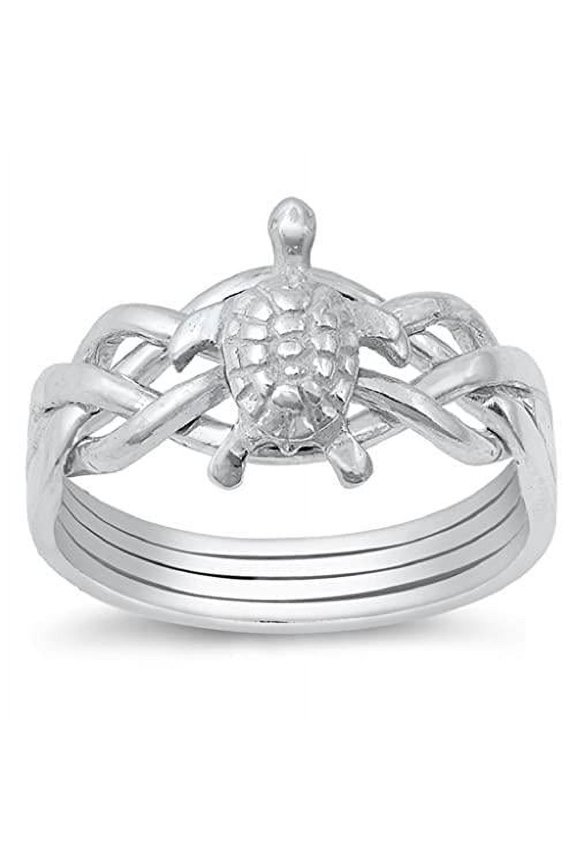Body Accentz Silver Ring - Turtle Puzzle Ring .925 (8)