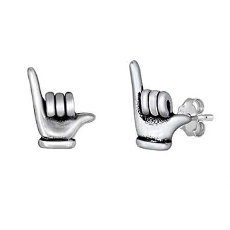 Body Accentz Silver Stud Earrings - Hawaiian Shaka Post