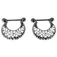 thumbnail image 1 of Body Accentz Stainless Steel Barbell Nipple Ring Tribal lace swirl Pair, 1 of 1