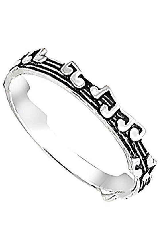 Body Accentz Sterling Silver Ring - Music Notes 3mm Band Rings