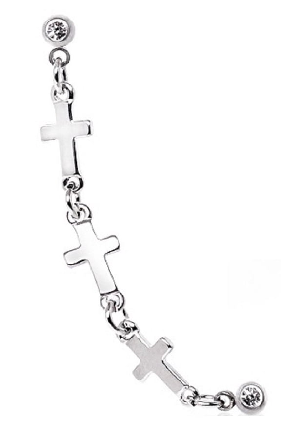 Tragus 316L Surgical Steel Chained Cross Cartilage Earring 16g 1pc