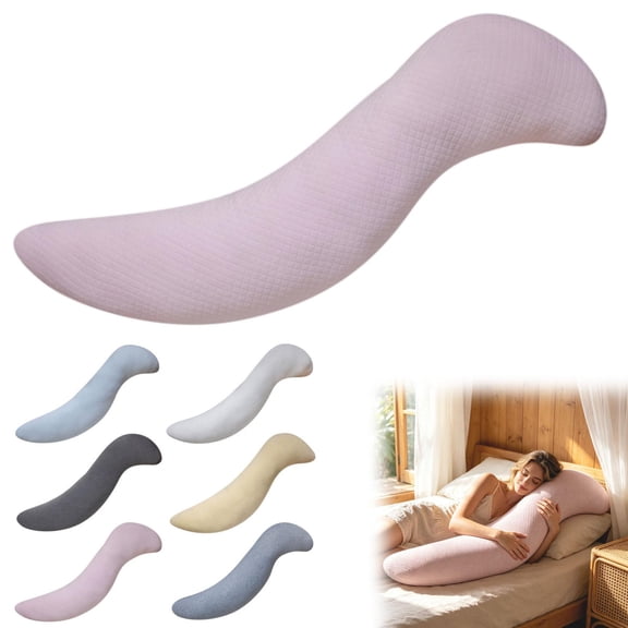 Body Align Cooling Pillow, 3.6Ft Long Hugging Breathable Support Cushion, Removable Washable Cover Body Align Pillow For Side Sleepers, Pregnancy Back & Leg Support