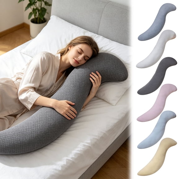 Body Align Cooling Pillow, Long Hugging Pillow with Removable Washable Cover, Breathable Maternity Support Cushion, Bed Backrest for Side Sleepers, Pregnancy, Leg Support & Back Relief