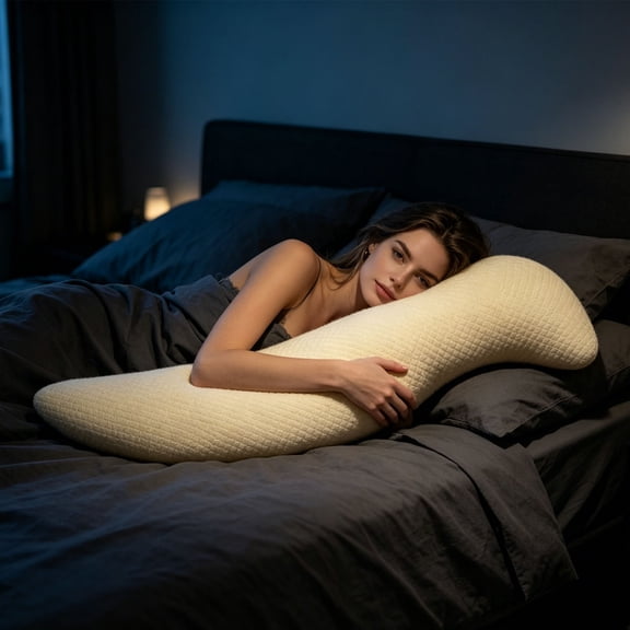 Body Align Cooling Pillow, Long Hugging Pillow with Removable Washable Cover, Breathable Maternity Support Cushion, Cooling Pregnancy Pillow, Bed Backrest