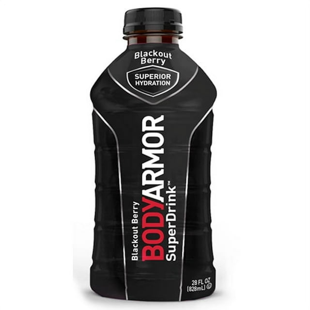 Body Armor Blackout Berry Sports Drink 28 oz Plastic Bottles Pack of 12