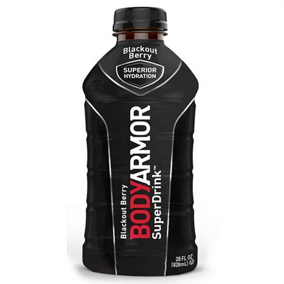 Body Armor Blackout Berry Sports Drink 28 oz Plastic Bottles - Pack of 12