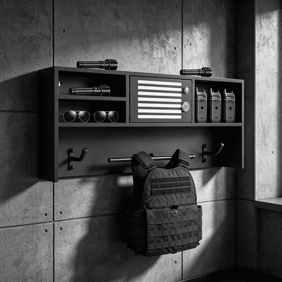 Body Armor Stand with Combination Lock, Police Gear Rack Wall Mounted, Tactical Duty Hanger for Law Enforcement Storage