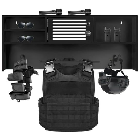 Body Armor Stand with Combination Lock, Police Gear Rack Wall Mounted, Tactical Duty Hanger for Law Enforcement Storage