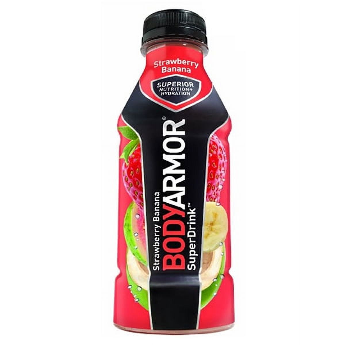 Body Armor Strawberry Banana Sports Drink 16 oz Plastic Bottles Pack of 12