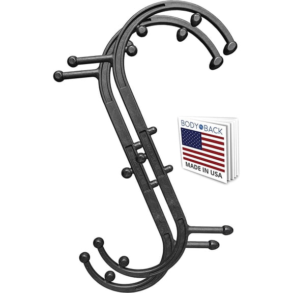 Body Back Buddy Classic Handheld Manual Massage Cane USA Made-Full Body Pressure & Trigger point massage tool for Deep Tissue Pain Relief -Dual Massage Hooks for Back, Shoulder, Neck (2-Pack) (Black)