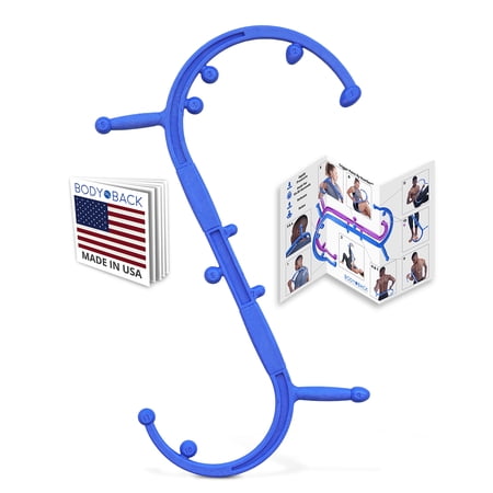 Body Back Buddy Elite Handheld Manual Massage Cane USA Made-Full Body Pressure & Trigger point massage tool for Deep Tissue Pain Relief -Dual Massage Hooks for Back, Shoulder, Neck (Blue)