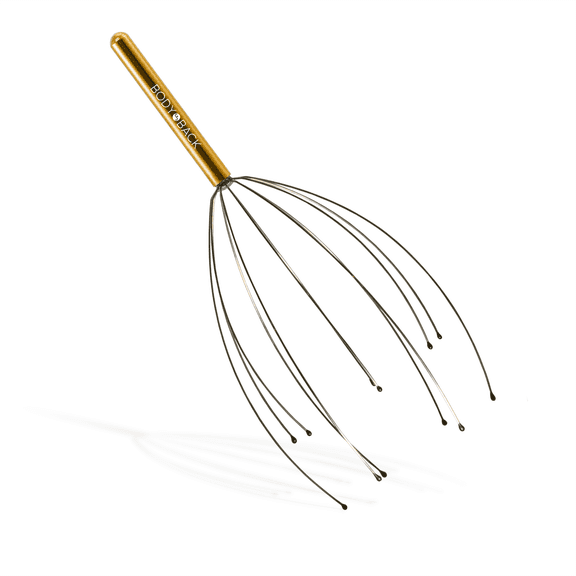 Body Back Scalp Massager | Head Scratcher | Head Whisk Massager for Stress Relief - Relaxing Scalp Scratcher - Manual Head Massager for Gentle Hair Tingling Stimulation (Gold)