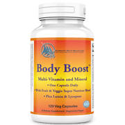 Body Boost  by Alternative Health Research Iron-Free Mega Multivitamin and Mineral Supplement with Green Superfoods and Digestive Enzymes
