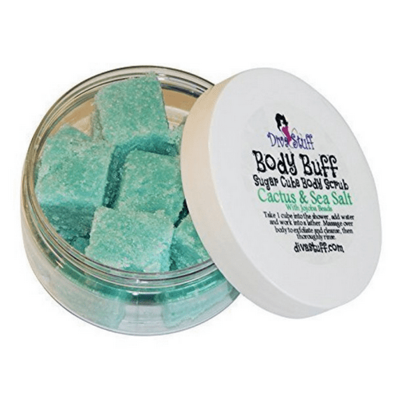 Body Buff Cactus & Sea Salt Scent Sugar Scrub, Exfoliates and Hydrates Skin, 8 oz by Diva Stuff