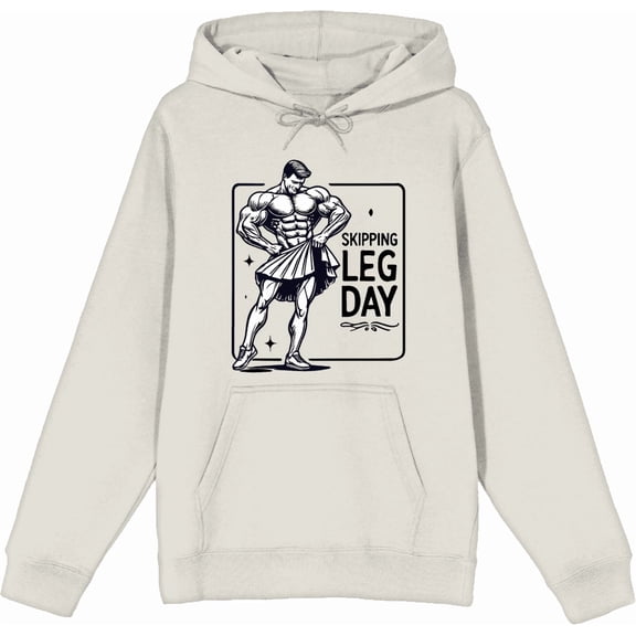 Body Builder Skipping Leg Day Adult Black Long Sleeve Hoodie-Small